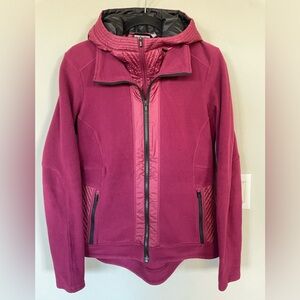 ATHLETA Women Fleece hooded Jacket Size S Cherry Red Double Full Zip